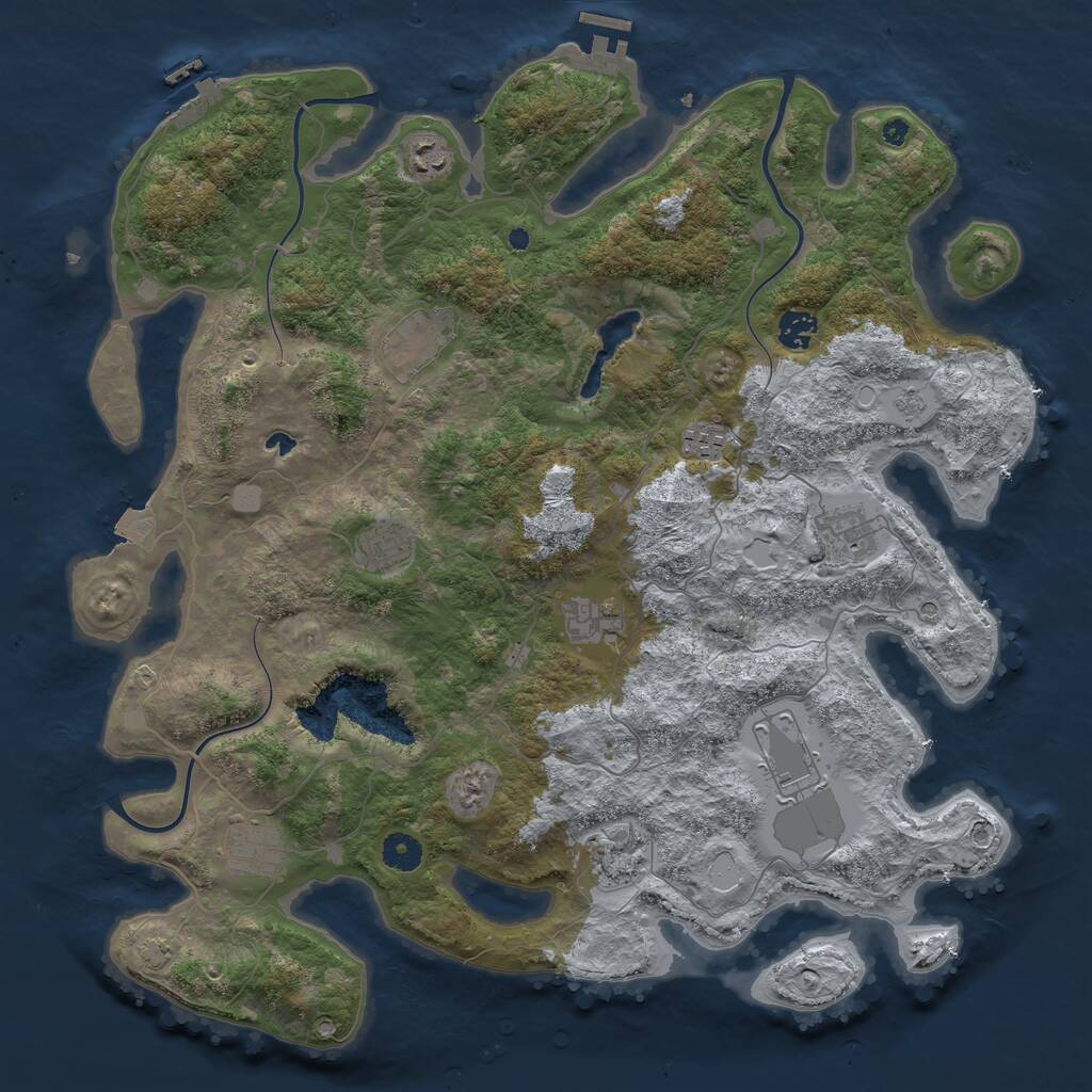 Rust Map: Procedural Map, Size: 4200, Seed: 421874, 16 Monuments
