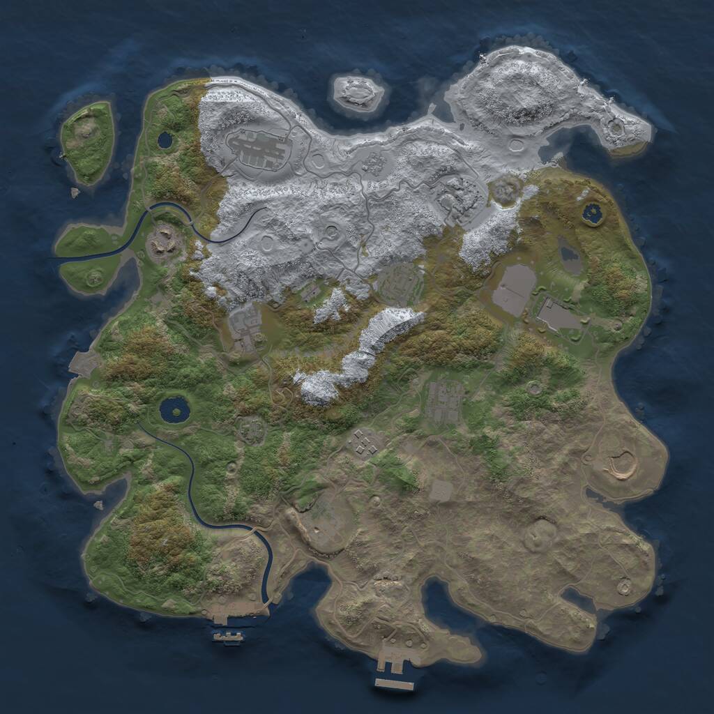 Rust Map: Procedural Map, Size: 3750, Seed: 1960207042, 16 Monuments