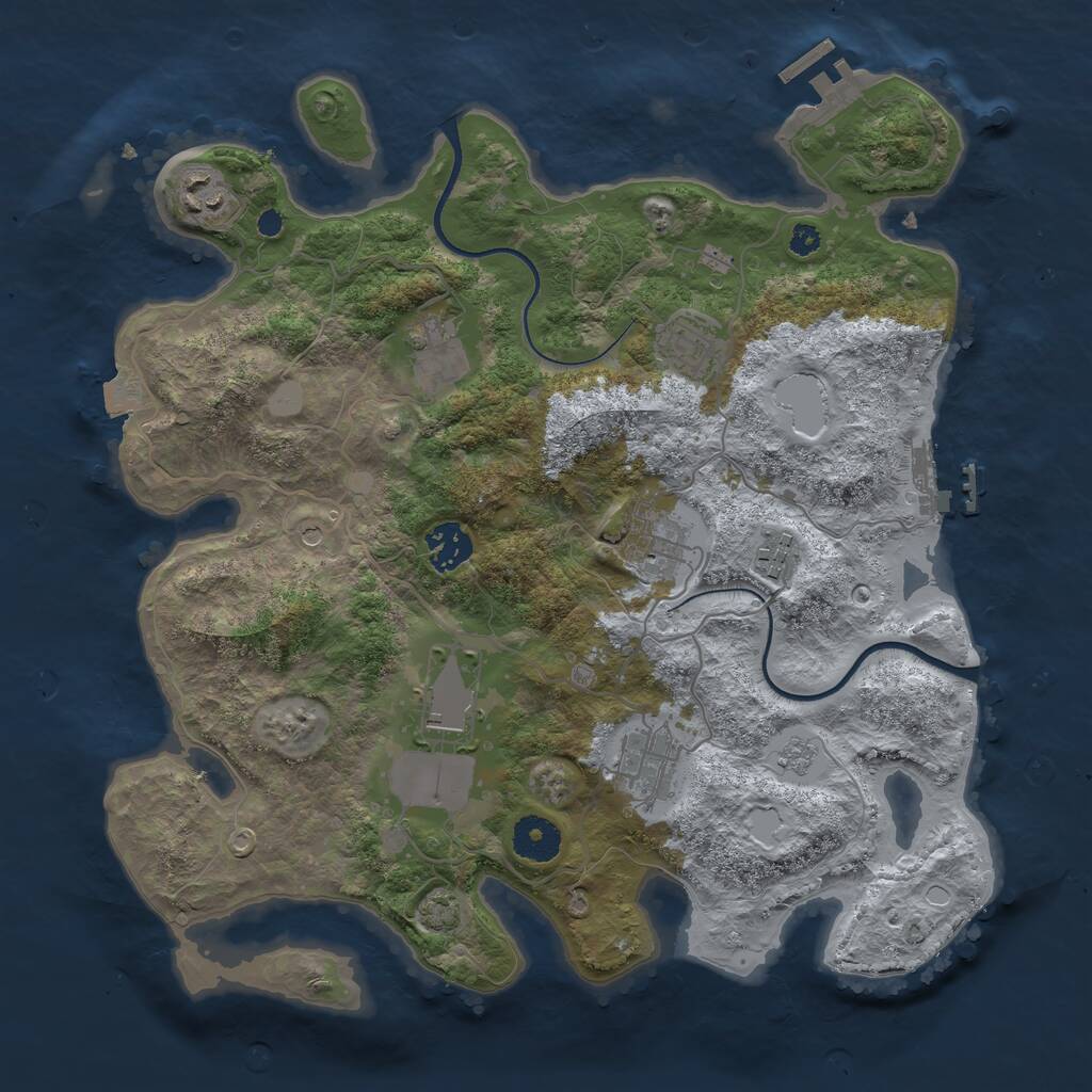 Rust Map: Procedural Map, Size: 3500, Seed: 1553198283, 14 Monuments