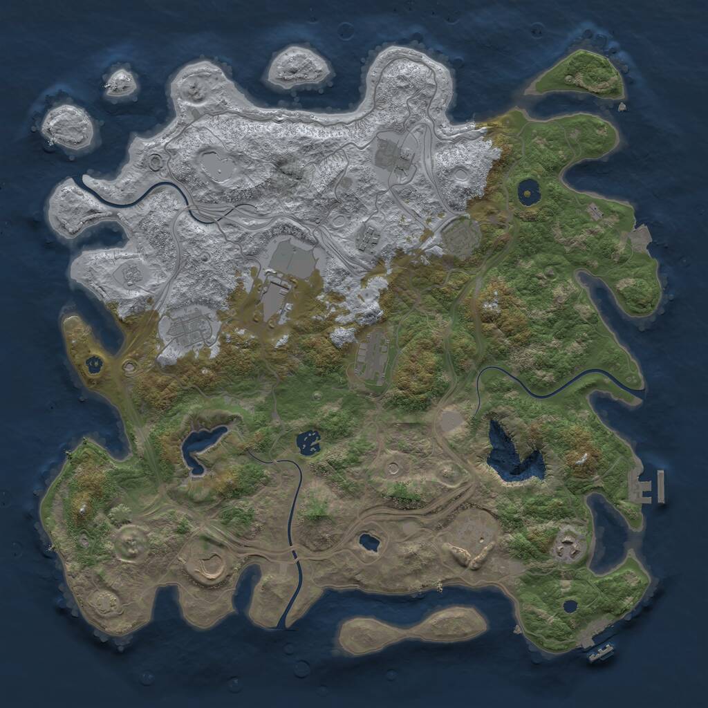 Rust Map: Procedural Map, Size: 4250, Seed: 1219710478, 16 Monuments