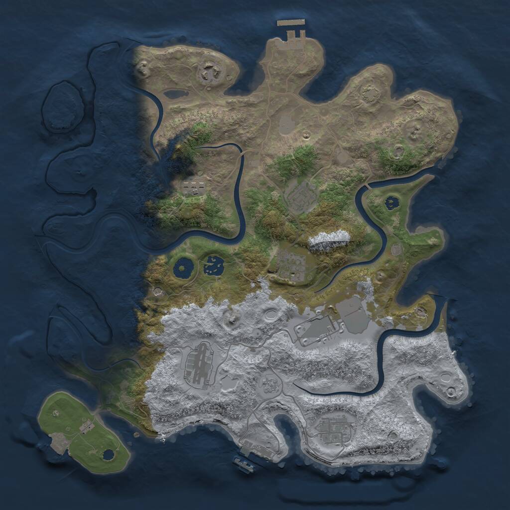 Rust Map: Procedural Map, Size: 3700, Seed: 1723417413, 14 Monuments