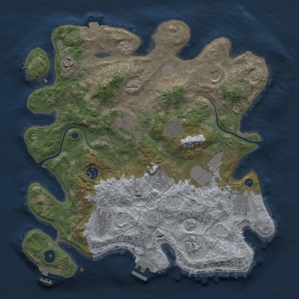 Rust Map: Procedural Map, Size: 3700, Seed: 1723417413, 17 Monuments