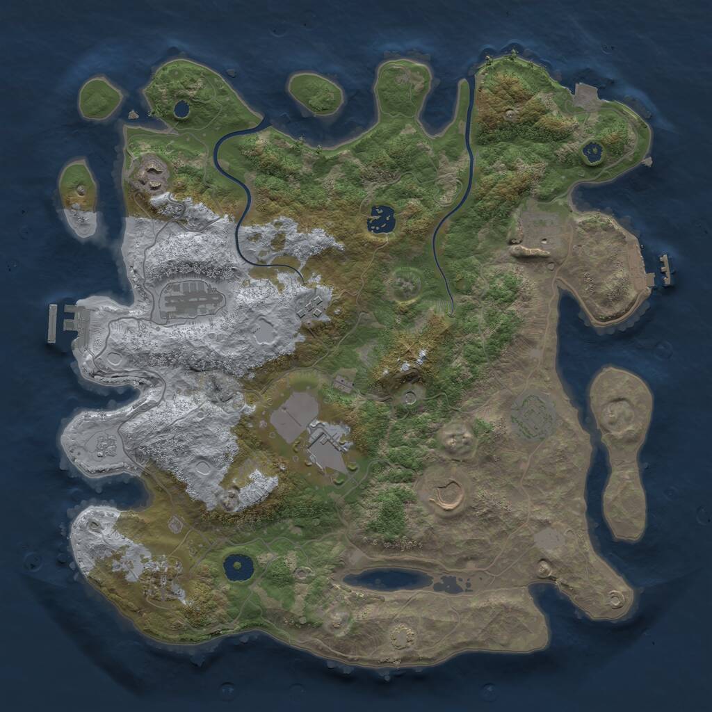 Rust Map: Procedural Map, Size: 3699, Seed: 1356819205, 15 Monuments