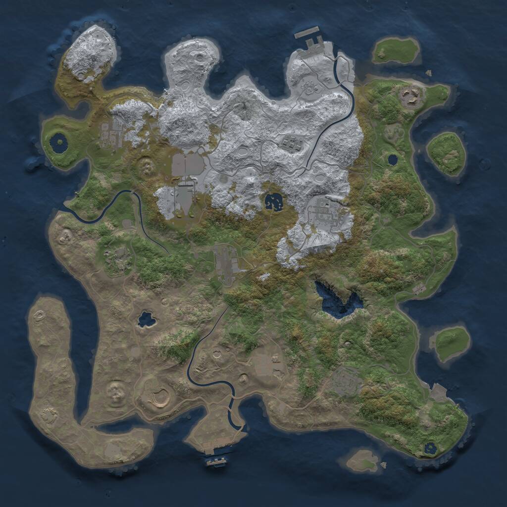 Rust Map: Procedural Map, Size: 4050, Seed: 1382139045, 17 Monuments