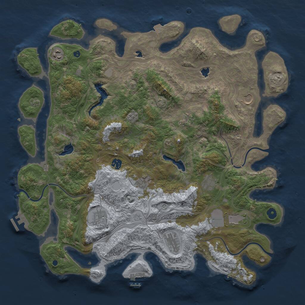 Rust Map: Procedural Map, Size: 4500, Seed: 748307955, 16 Monuments