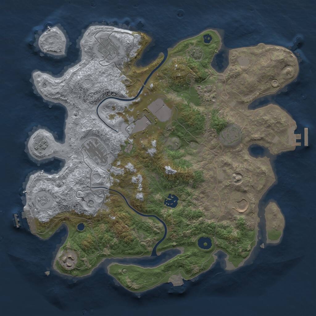 Rust Map: Procedural Map, Size: 3500, Seed: 545628430, 15 Monuments