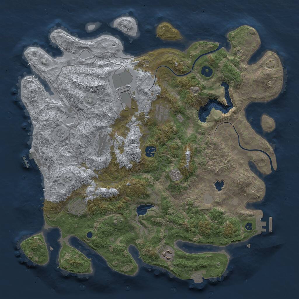 Rust Map: Procedural Map, Size: 4000, Seed: 20241201, 13 Monuments