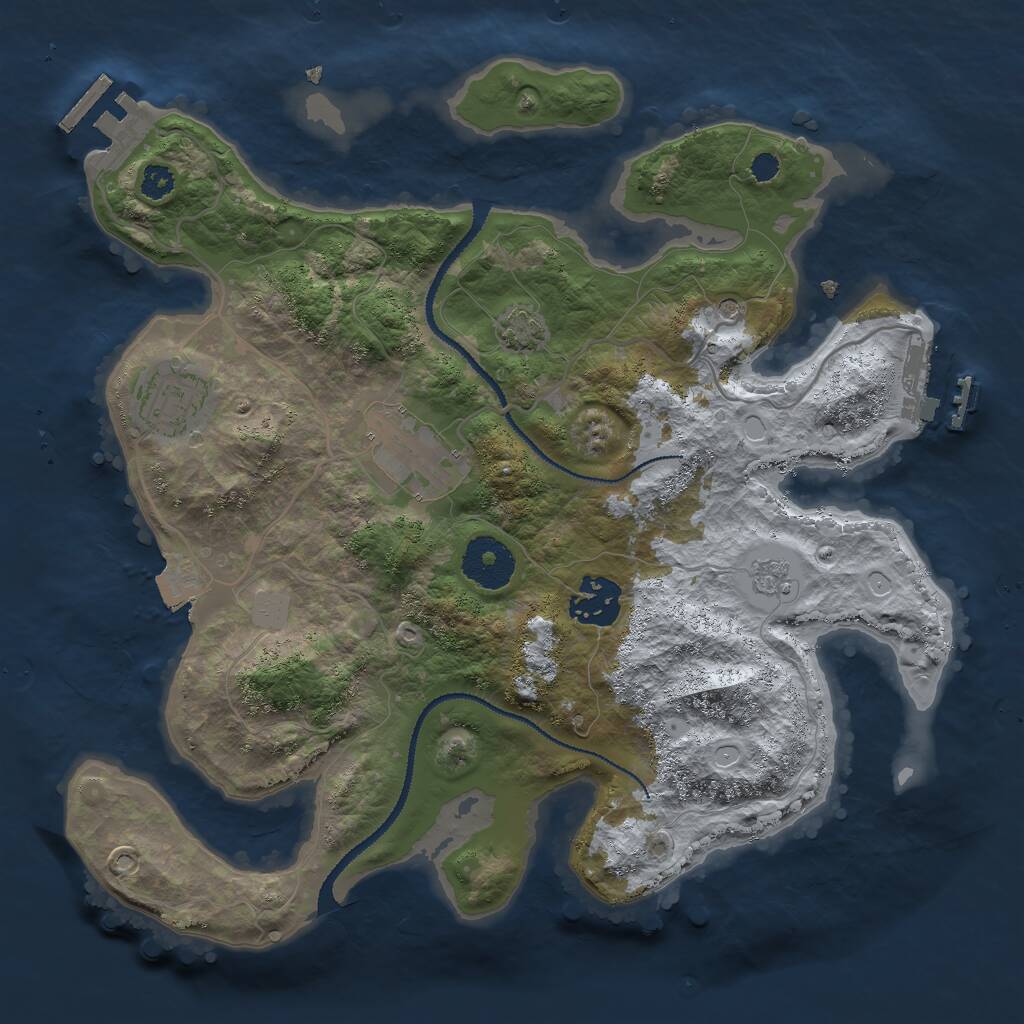 Rust Map: Procedural Map, Size: 3000, Seed: 2098373515, 9 Monuments