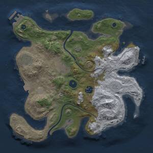 Thumbnail Rust Map: Procedural Map, Size: 3000, Seed: 2098373515, 9 Monuments