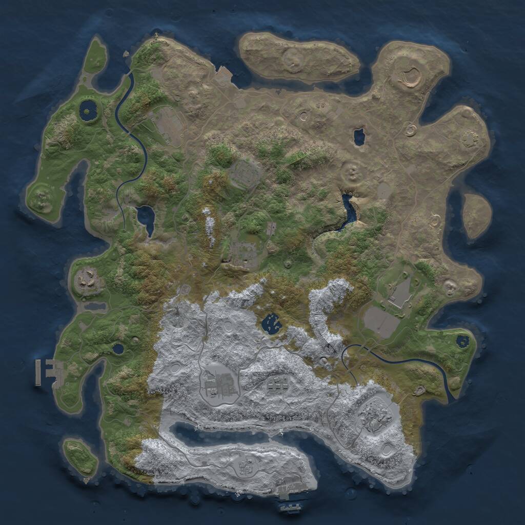 Rust Map: Procedural Map, Size: 4000, Seed: 1176212164, 16 Monuments