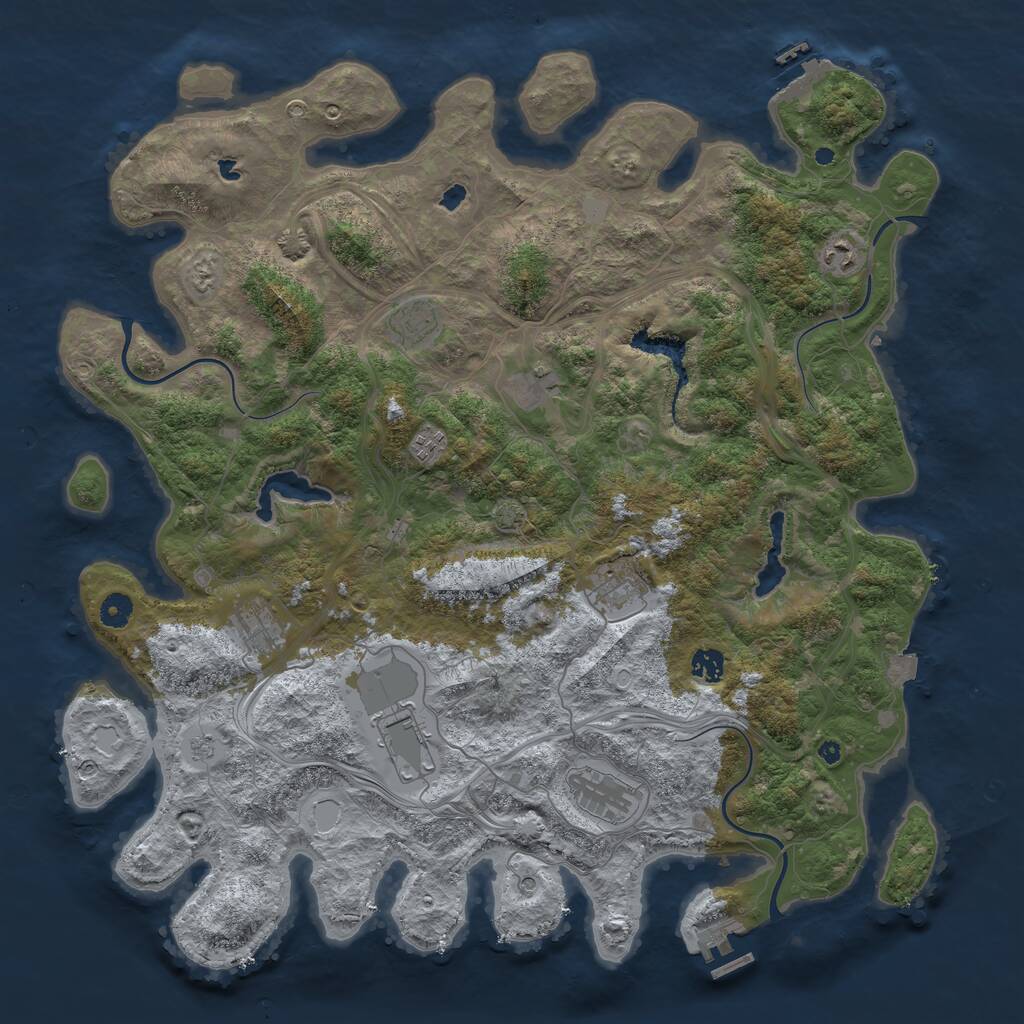 Rust Map: Procedural Map, Size: 4550, Seed: 105118559, 15 Monuments