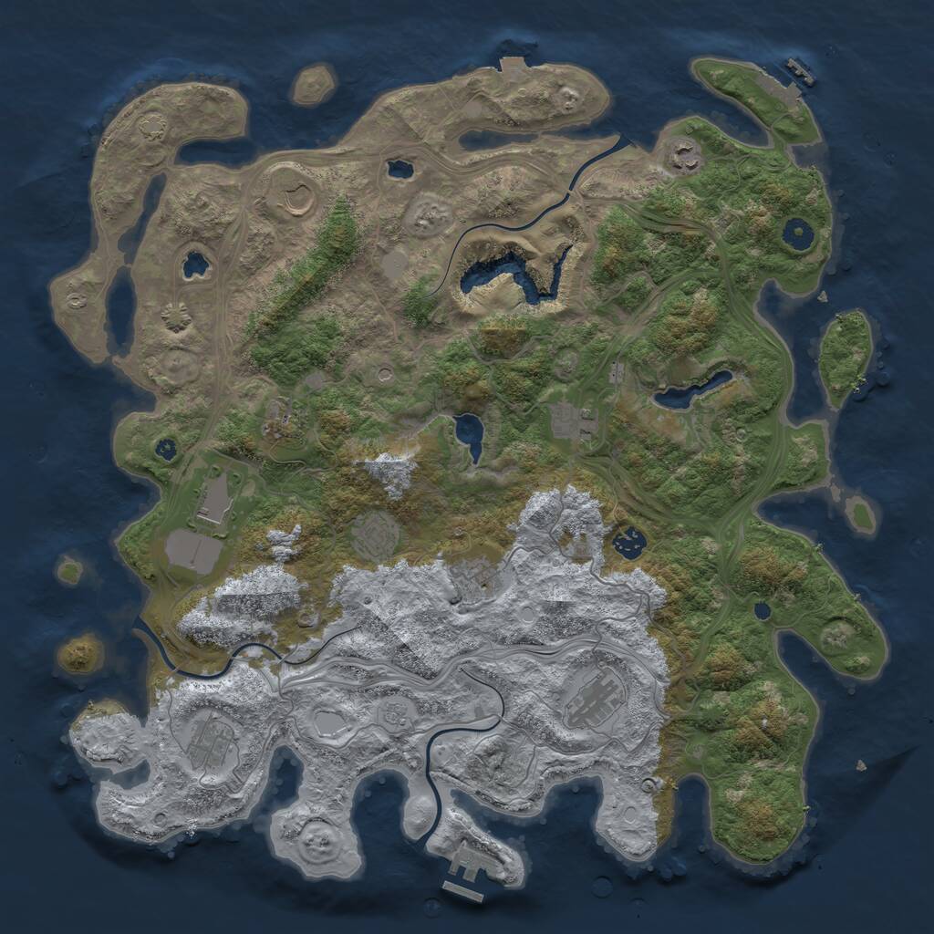Rust Map: Procedural Map, Size: 4500, Seed: 1240453631, 16 Monuments