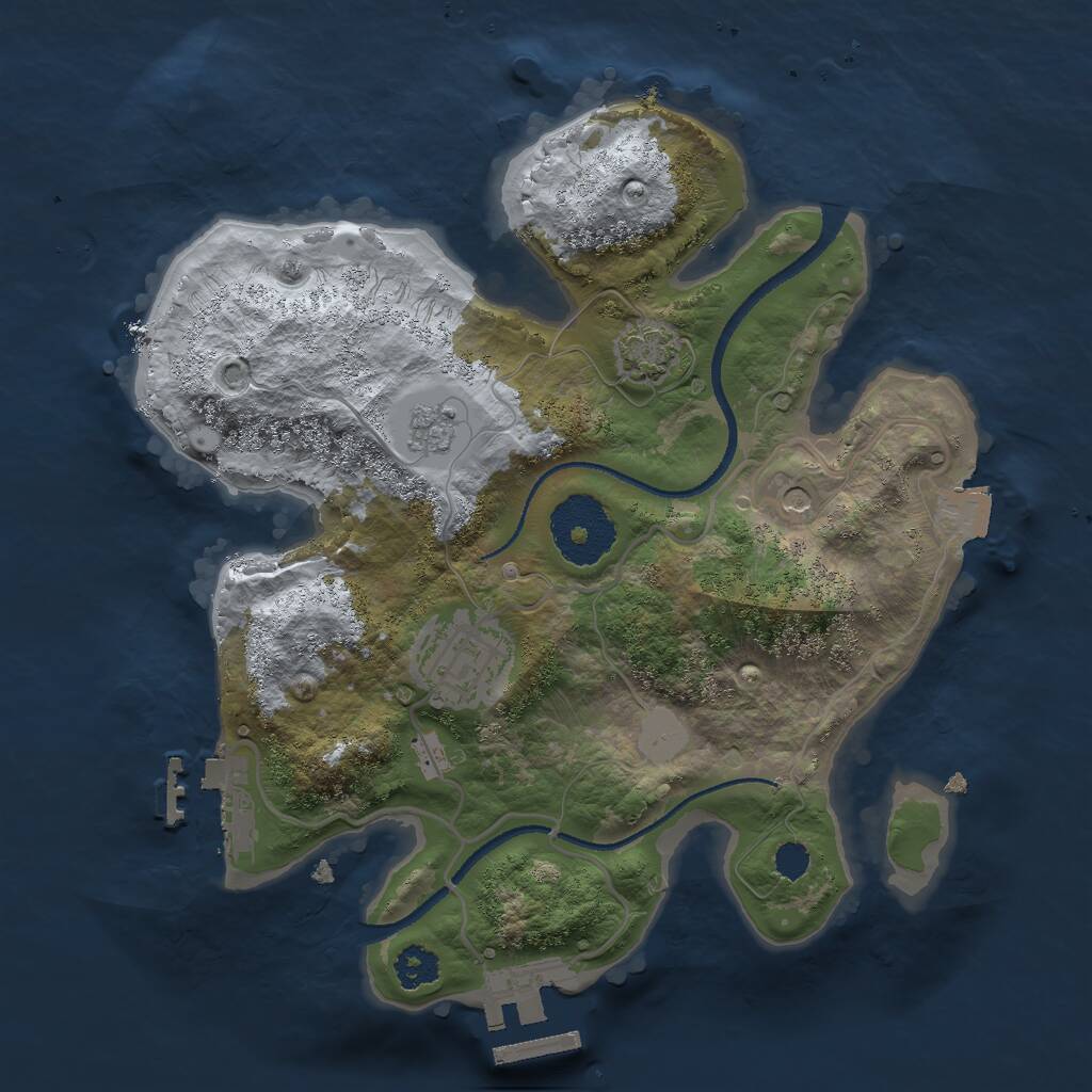 Rust Map: Procedural Map, Size: 2500, Seed: 3318213, 7 Monuments
