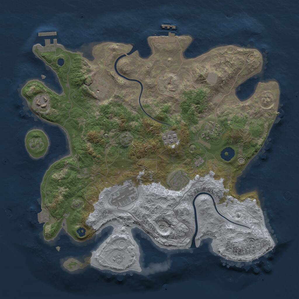 Rust Map: Procedural Map, Size: 3300, Seed: 1230179110, 12 Monuments