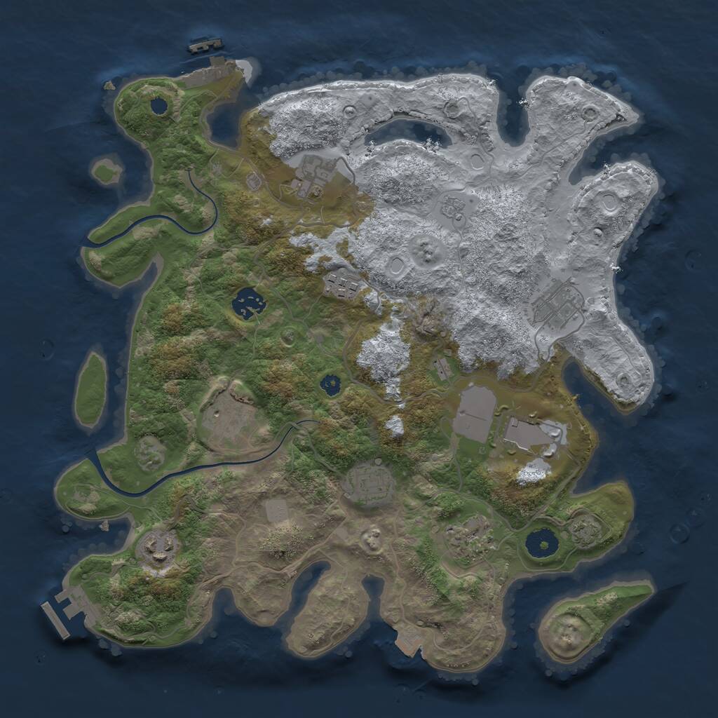 Rust Map: Procedural Map, Size: 3500, Seed: 538097958, 14 Monuments