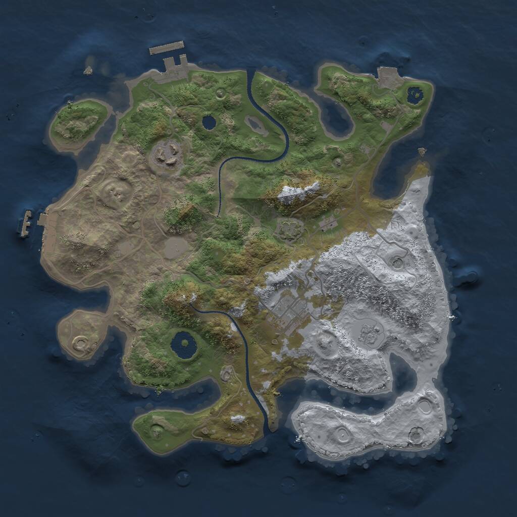 Rust Map: Procedural Map, Size: 3000, Seed: 1924821865, 8 Monuments