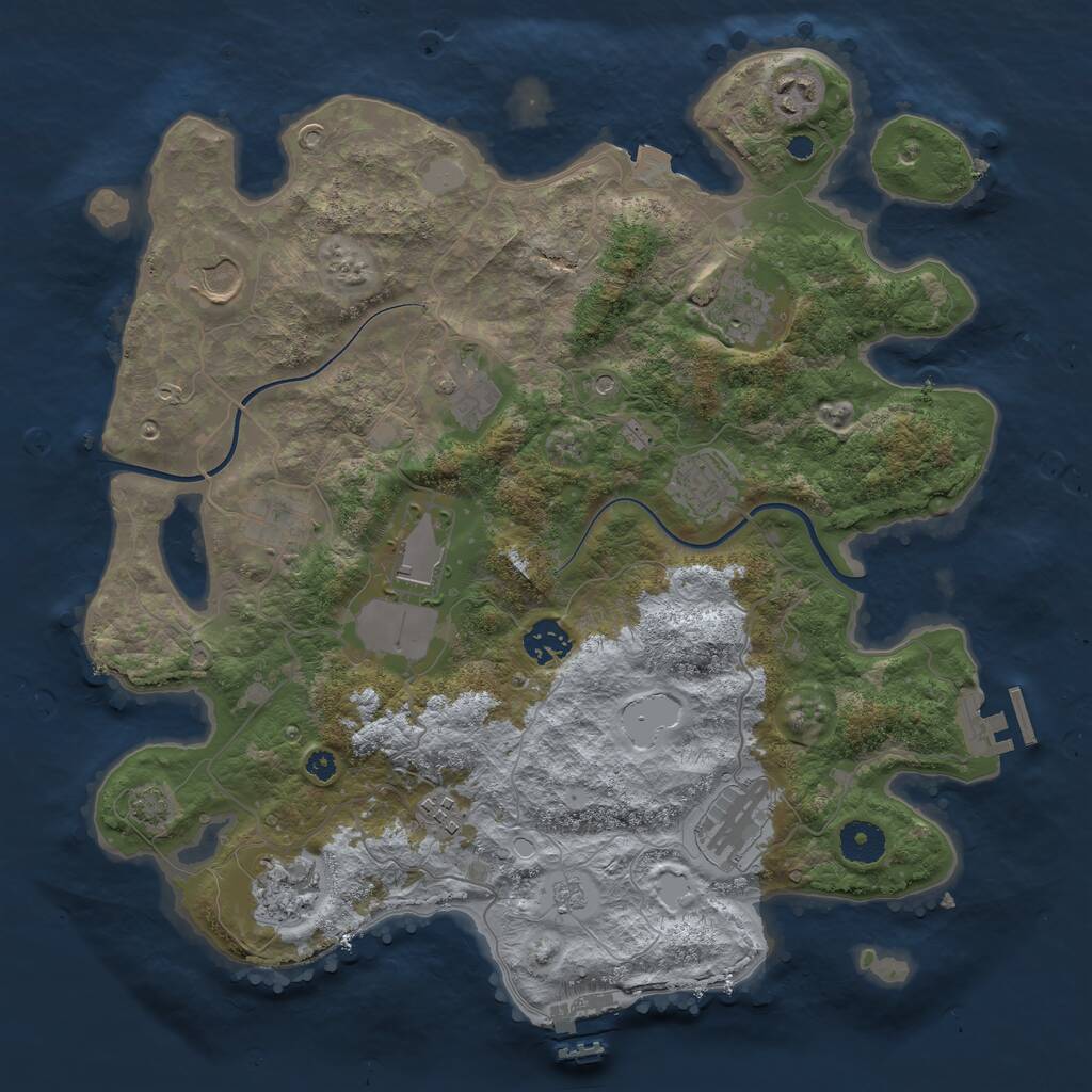 Rust Map: Procedural Map, Size: 3700, Seed: 196000844, 17 Monuments
