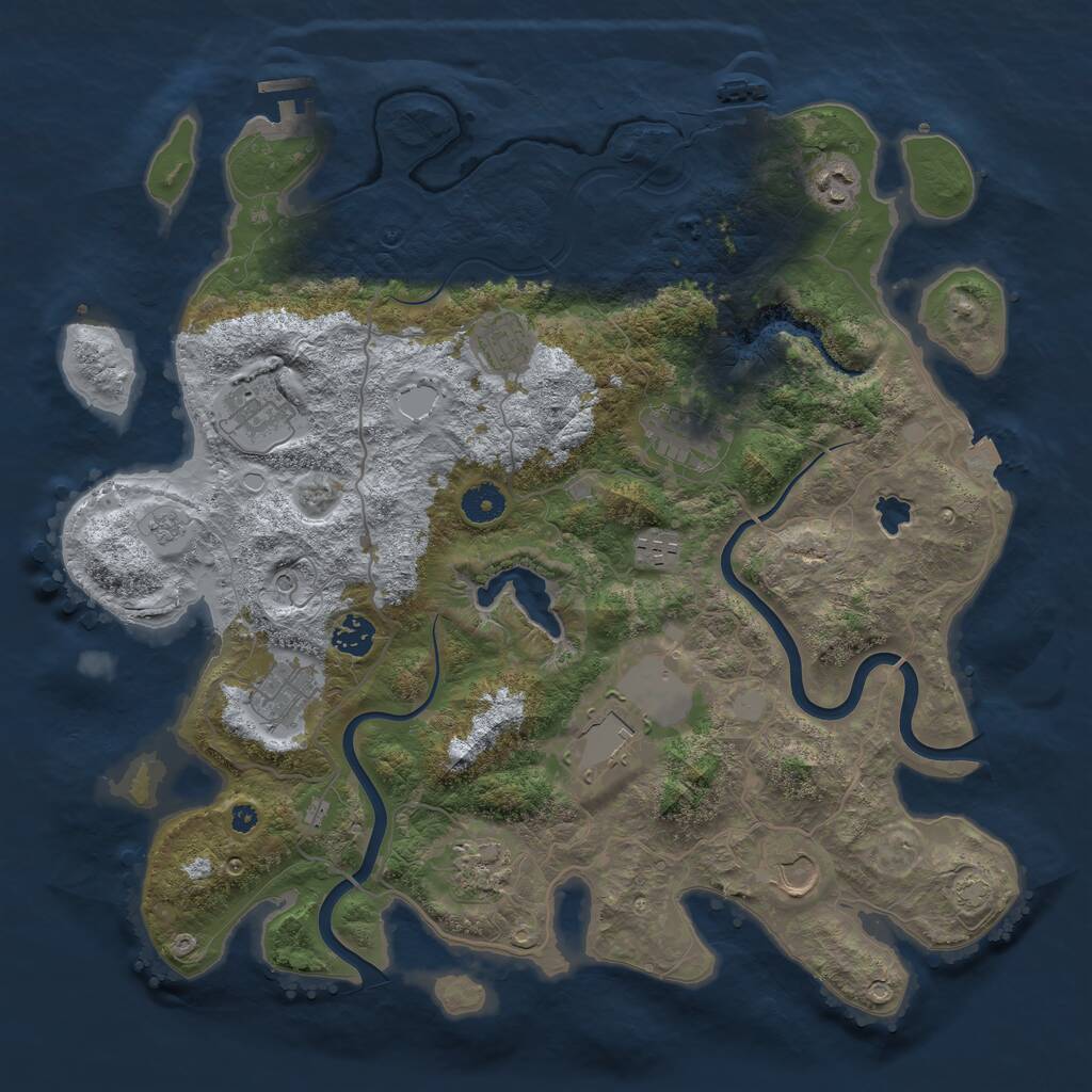 Rust Map: Procedural Map, Size: 4000, Seed: 728322976, 16 Monuments