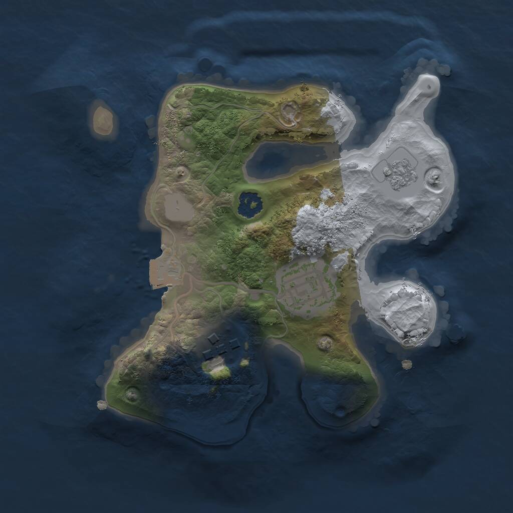 Rust Map: Procedural Map, Size: 2000, Seed: 23765, 4 Monuments