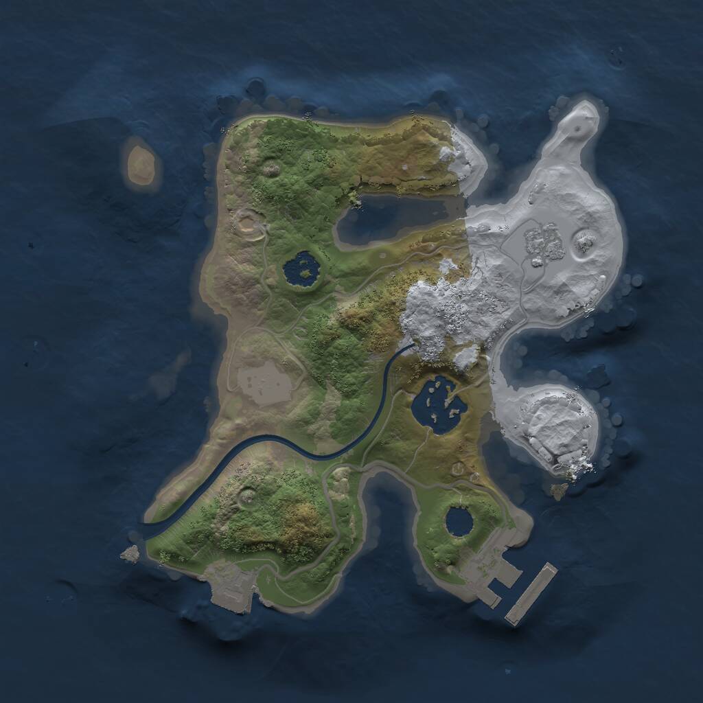 Rust Map: Procedural Map, Size: 2000, Seed: 23765, 4 Monuments