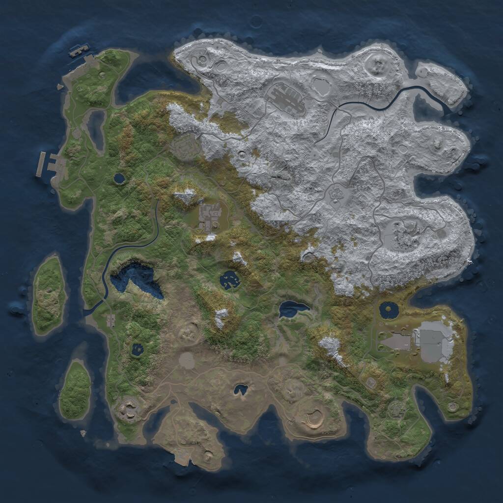 Rust Map: Procedural Map, Size: 4000, Seed: 853767236, 14 Monuments