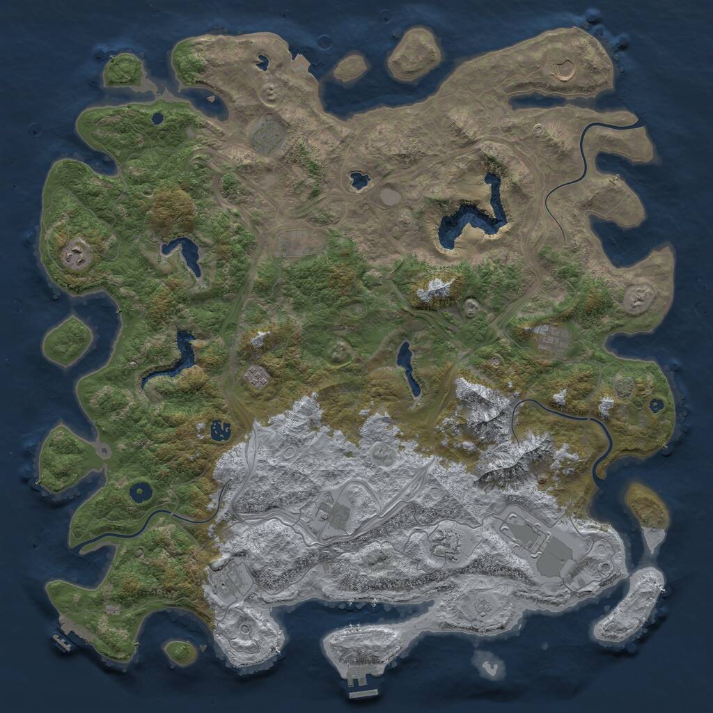 Rust Map: Procedural Map, Size: 5000, Seed: 6759, 17 Monuments