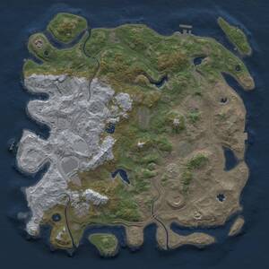 Thumbnail Rust Map: Procedural Map, Size: 4500, Seed: 51359, 16 Monuments