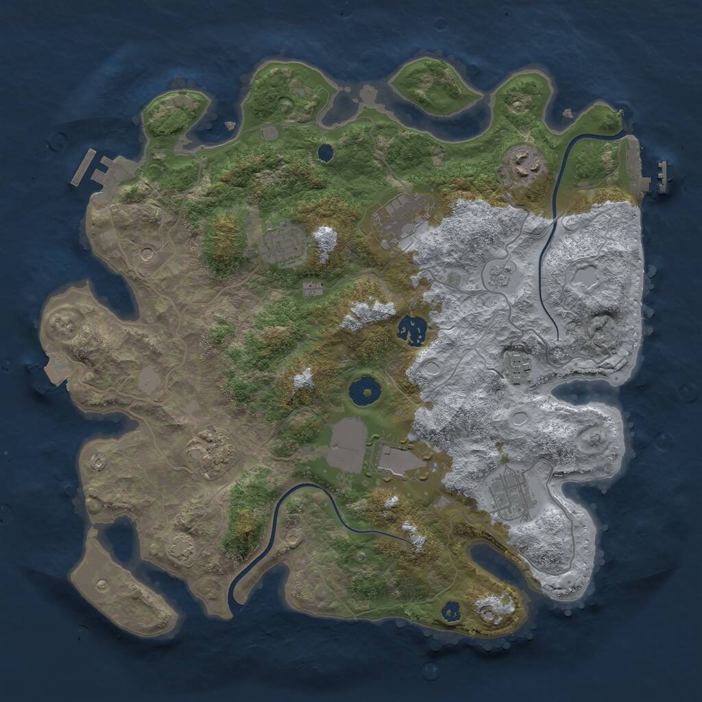 Rust Map: Procedural Map, Size: 3500, Seed: 953211496, 14 Monuments