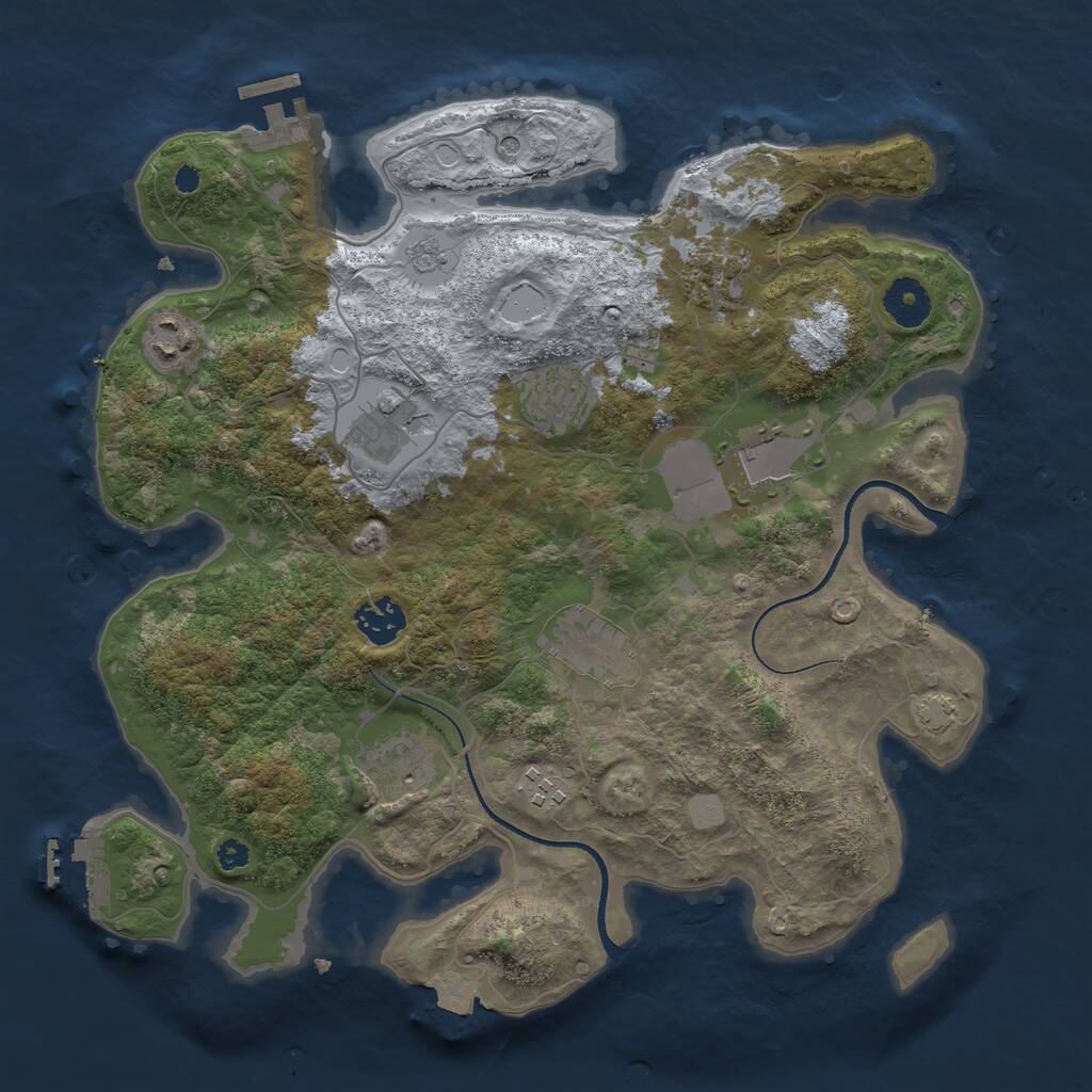 Rust Map: Procedural Map, Size: 3500, Seed: 1919242853, 15 Monuments