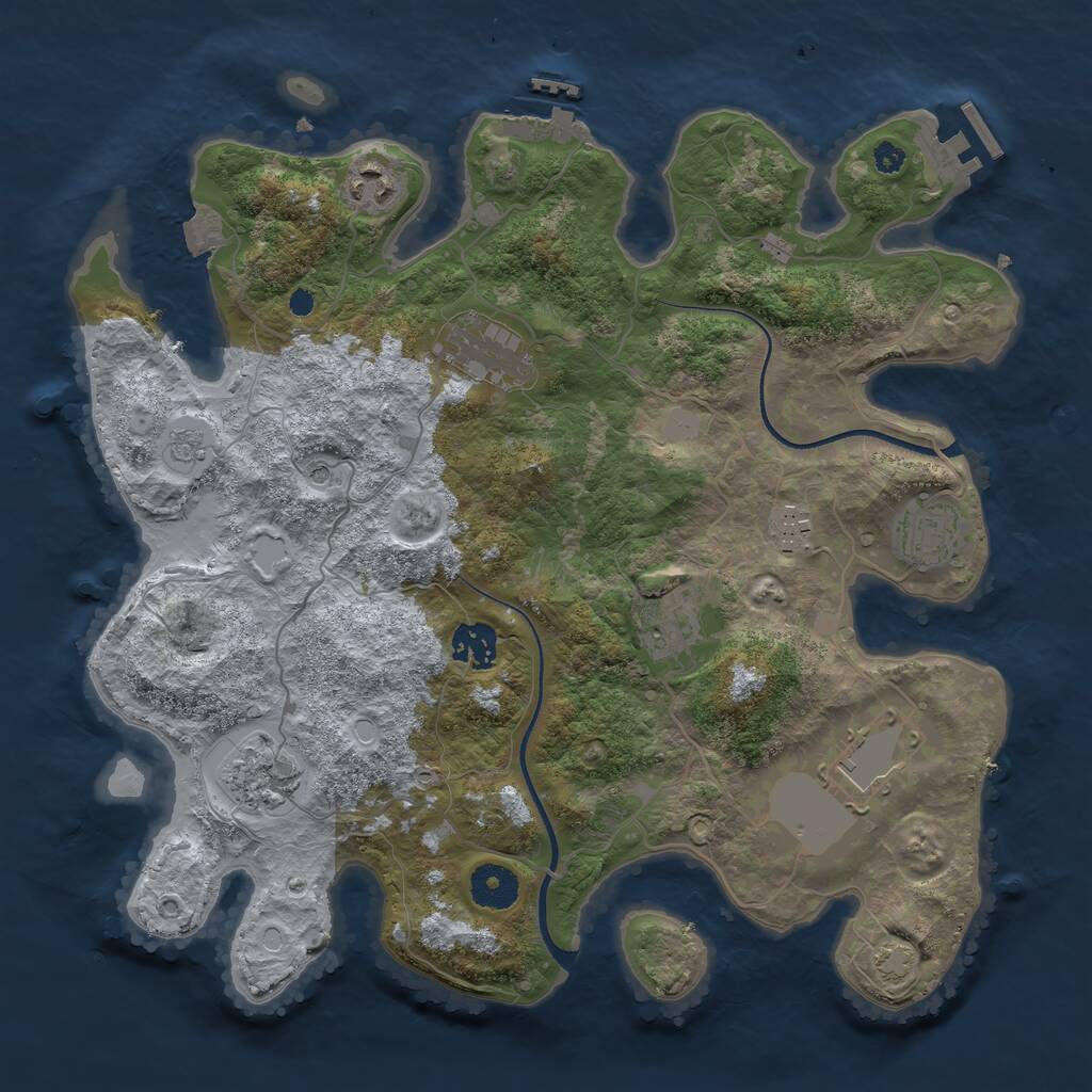 Rust Map: Procedural Map, Size: 3500, Seed: 433520400, 14 Monuments