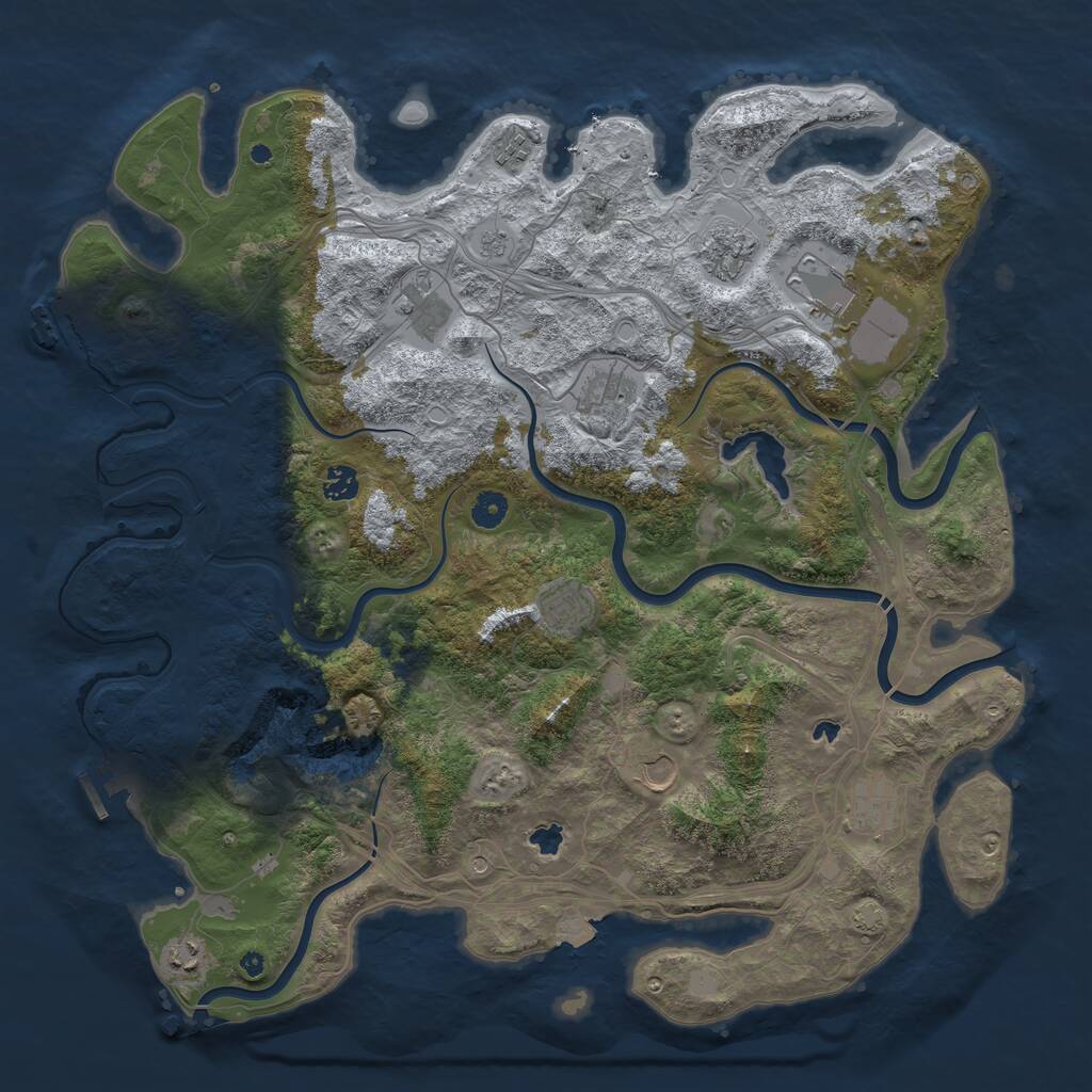 Rust Map: Procedural Map, Size: 4500, Seed: 1217086250, 16 Monuments