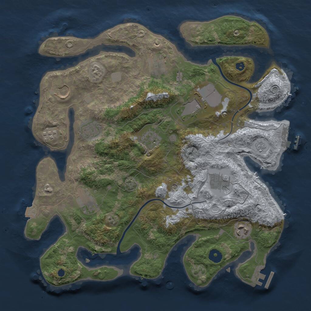 Rust Map: Procedural Map, Size: 3500, Seed: 1062273949, 15 Monuments