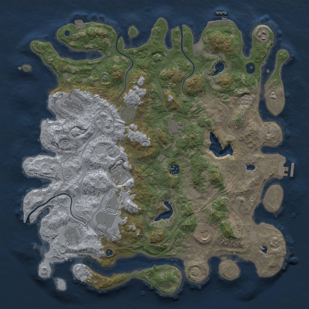 Rust Map: Procedural Map, Size: 4500, Seed: 8354768, 16 Monuments