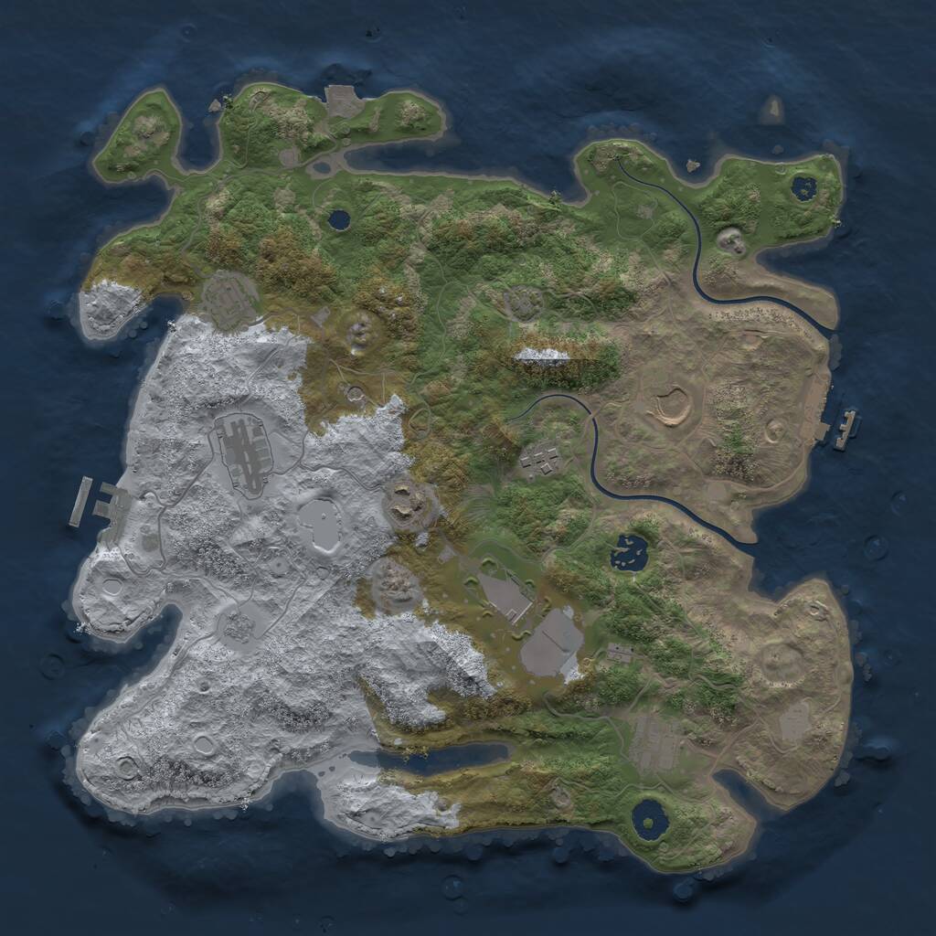 Rust Map: Procedural Map, Size: 3700, Seed: 954091472, 14 Monuments