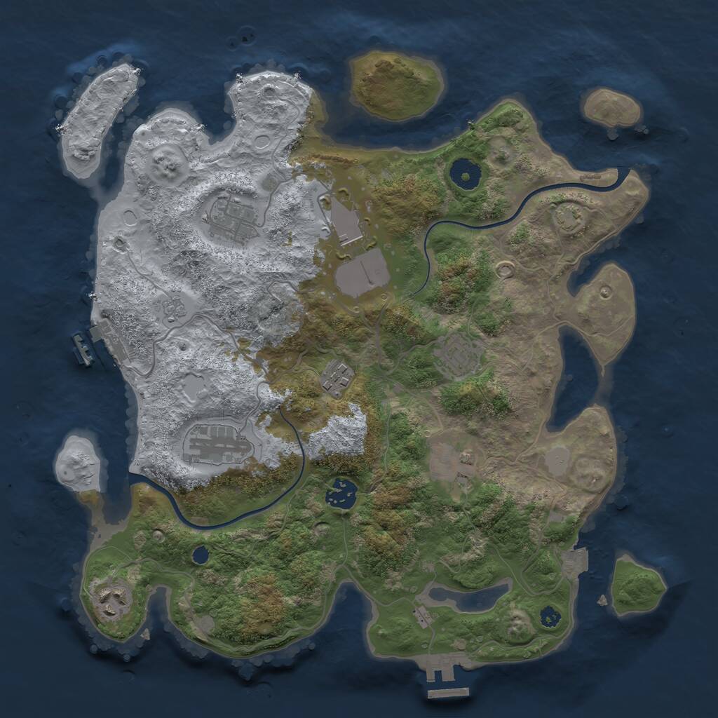 Rust Map: Procedural Map, Size: 3500, Seed: 1194657888, 13 Monuments