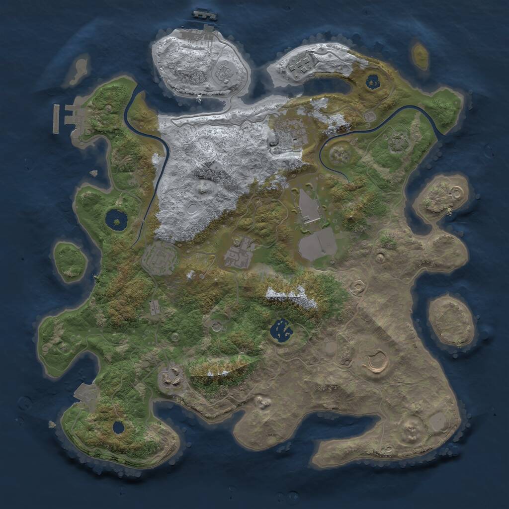 Rust Map: Procedural Map, Size: 3500, Seed: 1277452412, 14 Monuments