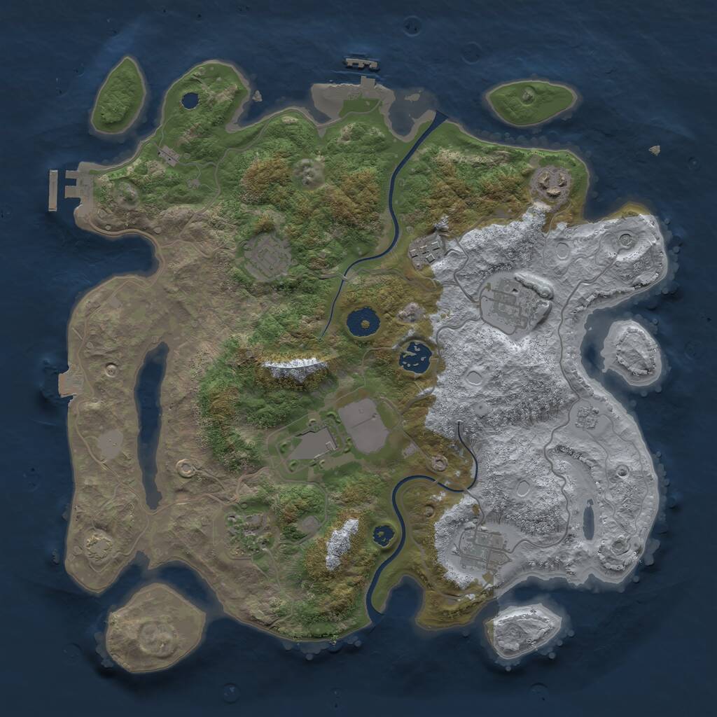 Rust Map: Procedural Map, Size: 3500, Seed: 1493218860, 14 Monuments