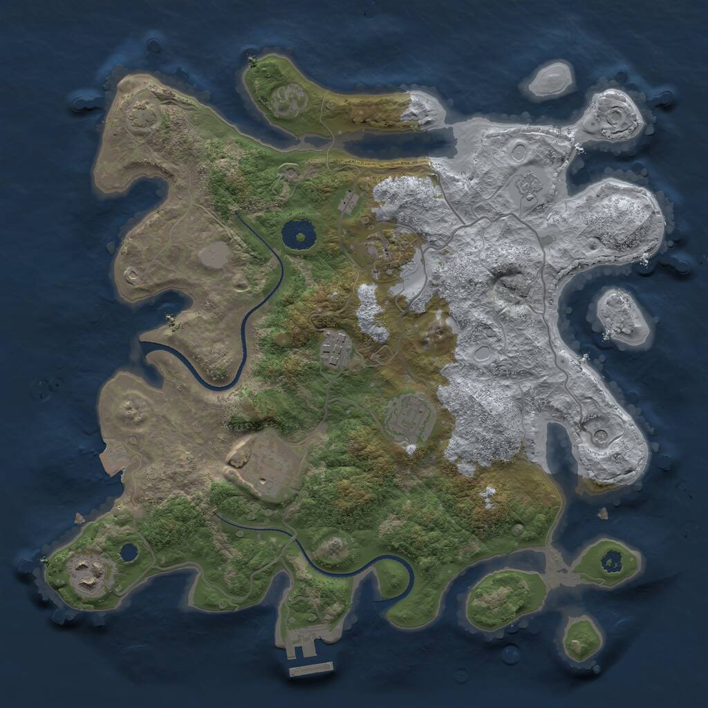 Rust Map: Procedural Map, Size: 3250, Seed: 784412, 10 Monuments