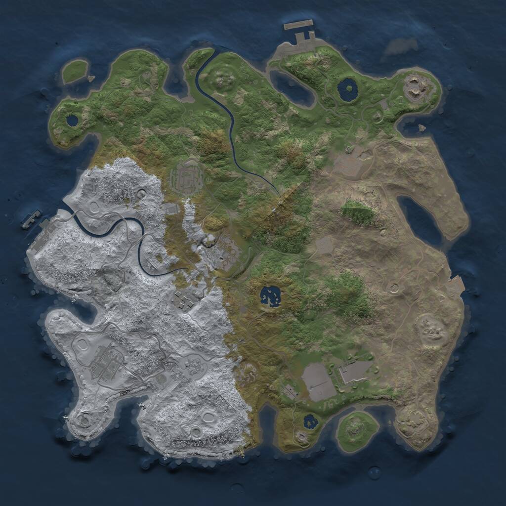 Rust Map: Procedural Map, Size: 3500, Seed: 1227855745, 14 Monuments