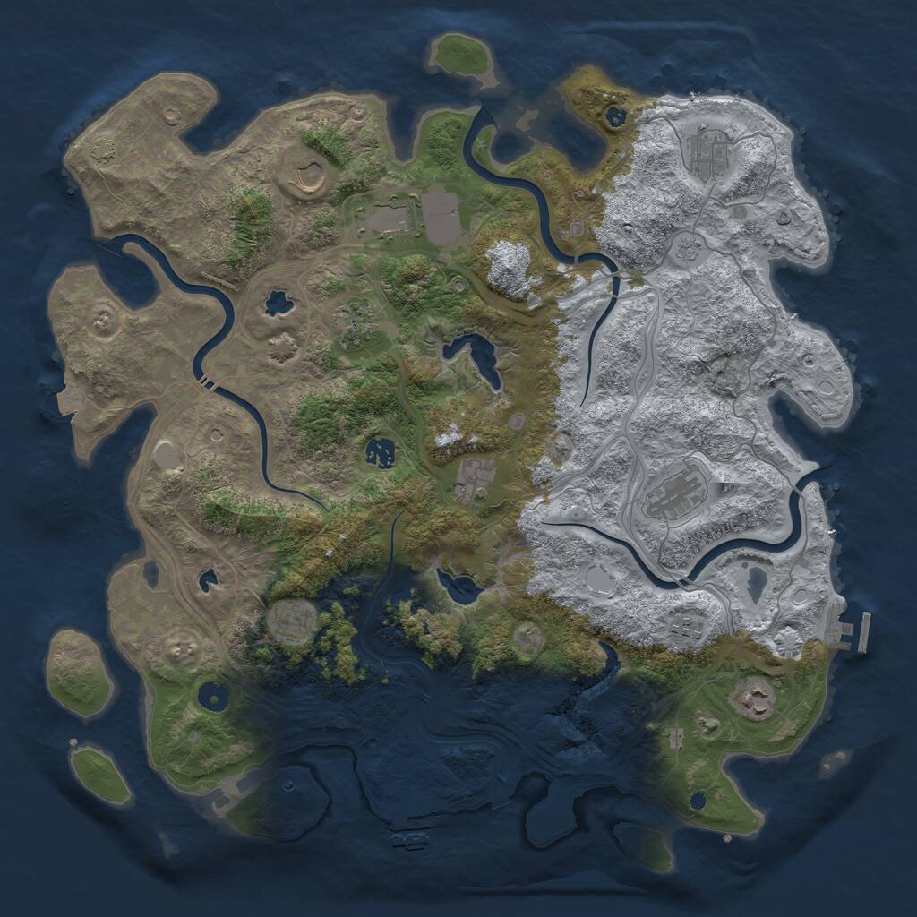 Rust Map: Procedural Map, Size: 4500, Seed: 1088146539, 16 Monuments