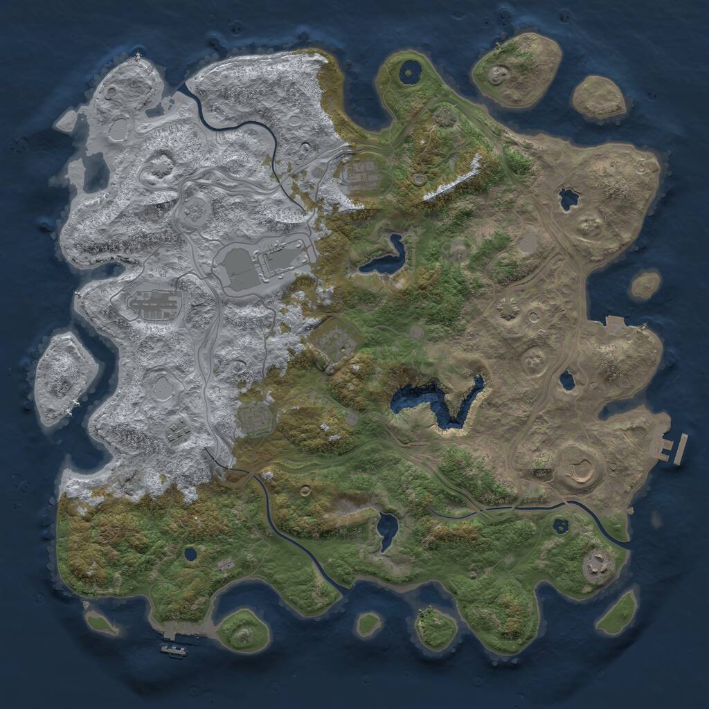 Rust Map: Procedural Map, Size: 4500, Seed: 223455385, 14 Monuments