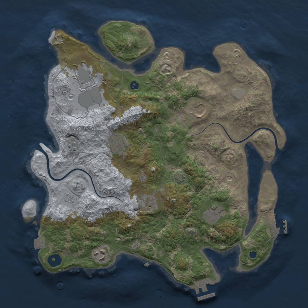 Rust Map: Procedural Map, Size: 3500, Seed: 893518337, 13 Monuments