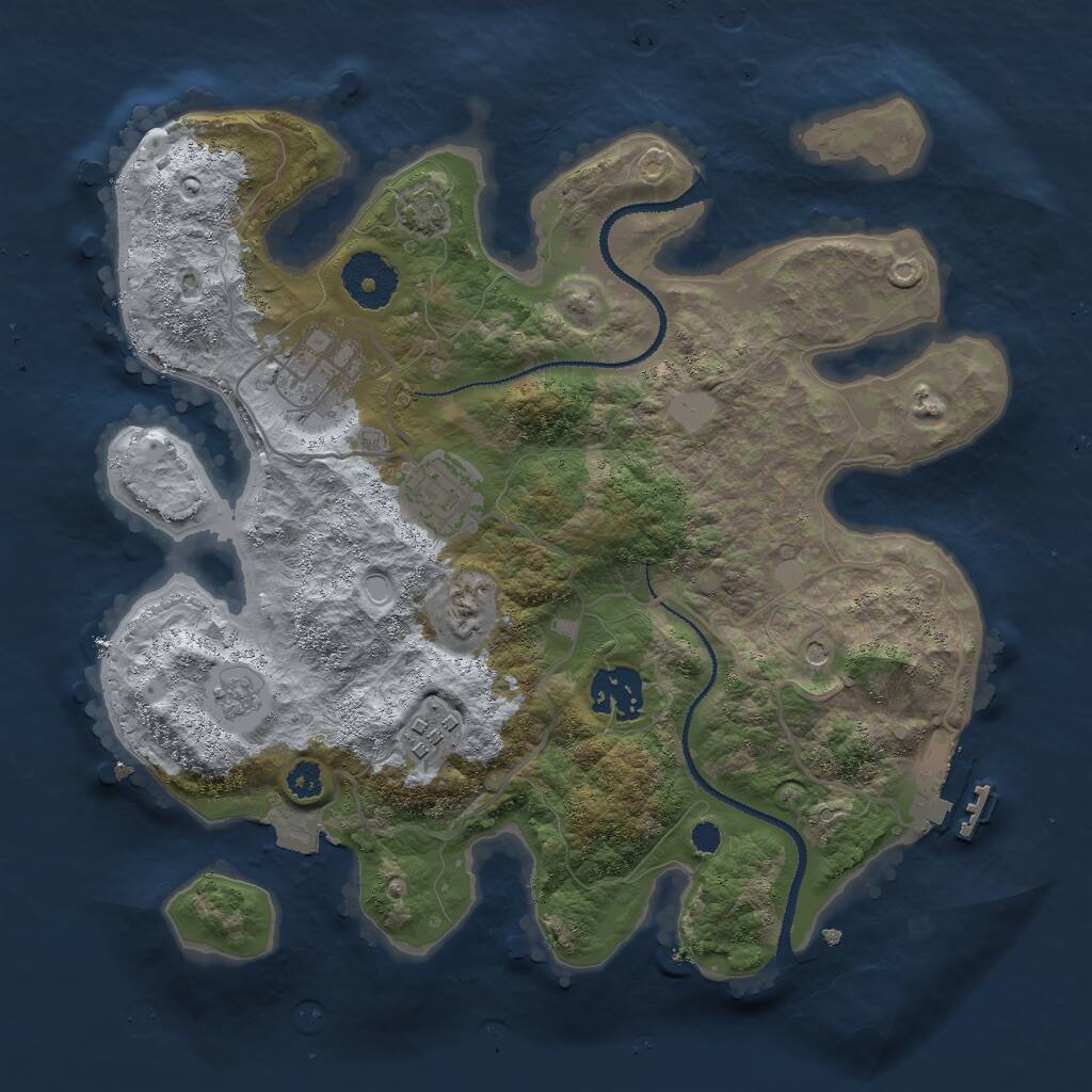 Rust Map: Procedural Map, Size: 3000, Seed: 1073213116, 9 Monuments