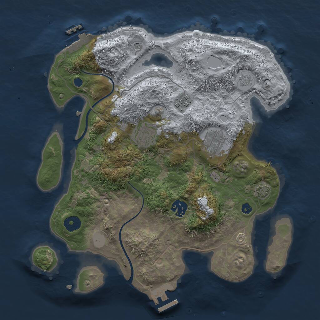 Rust Map: Procedural Map, Size: 3000, Seed: 21084, 10 Monuments