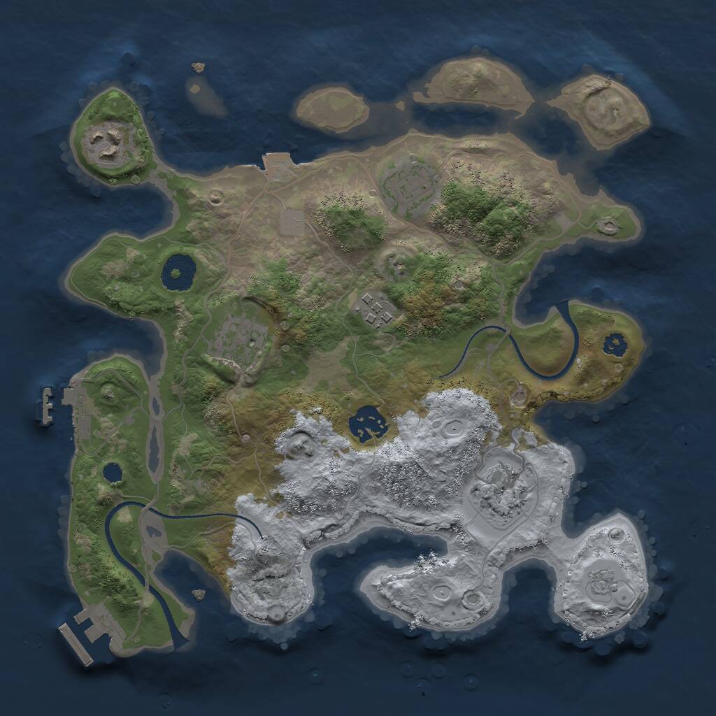 Rust Map: Procedural Map, Size: 3000, Seed: 22586, 10 Monuments