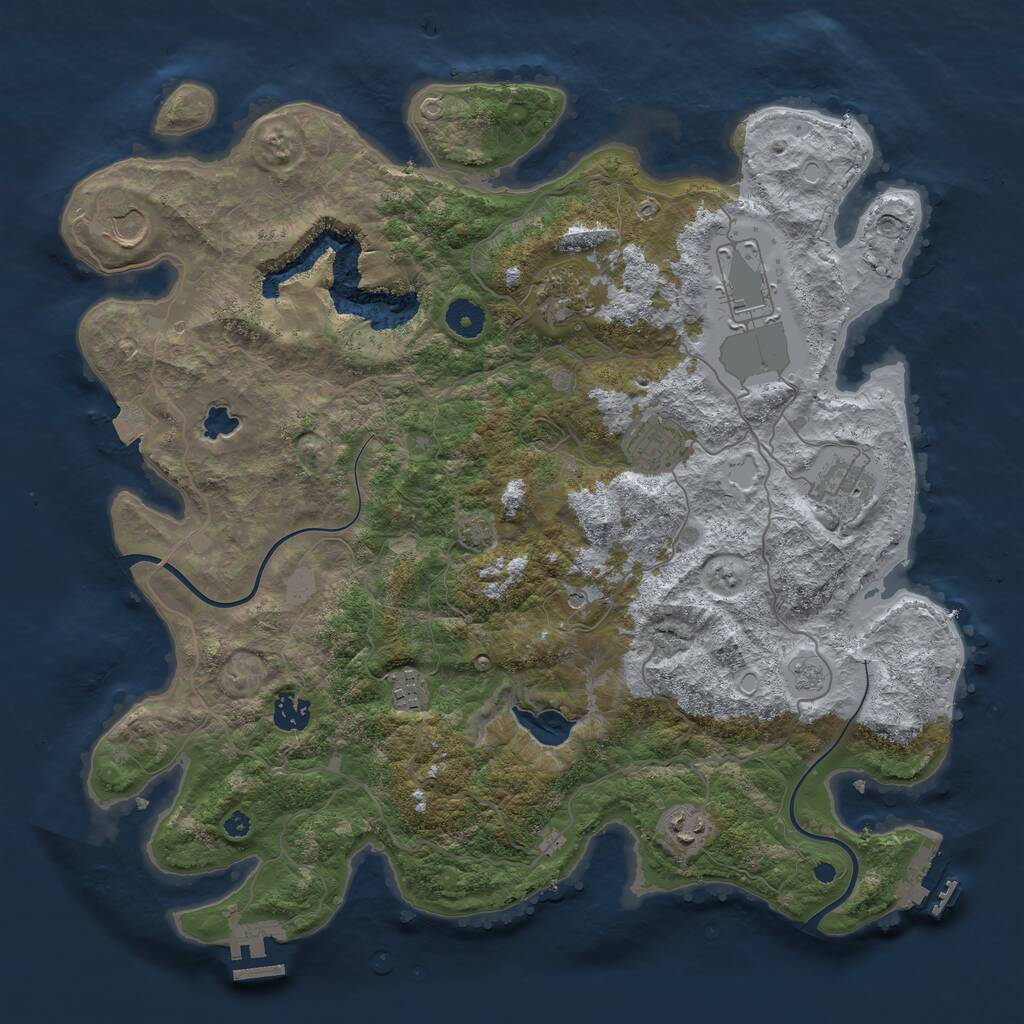Rust Map: Procedural Map, Size: 4000, Seed: 1486841622, 14 Monuments