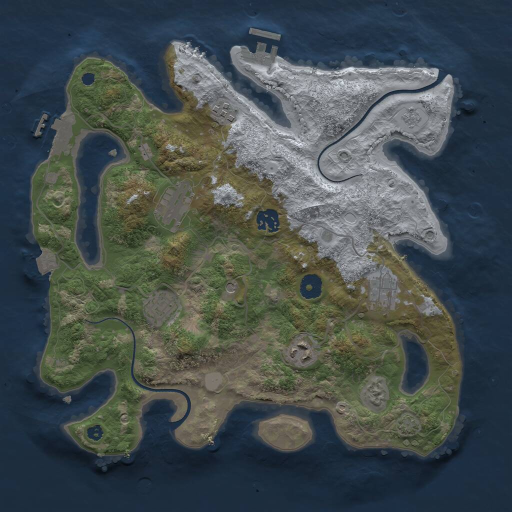 Rust Map: Procedural Map, Size: 3250, Seed: 1801782716, 12 Monuments