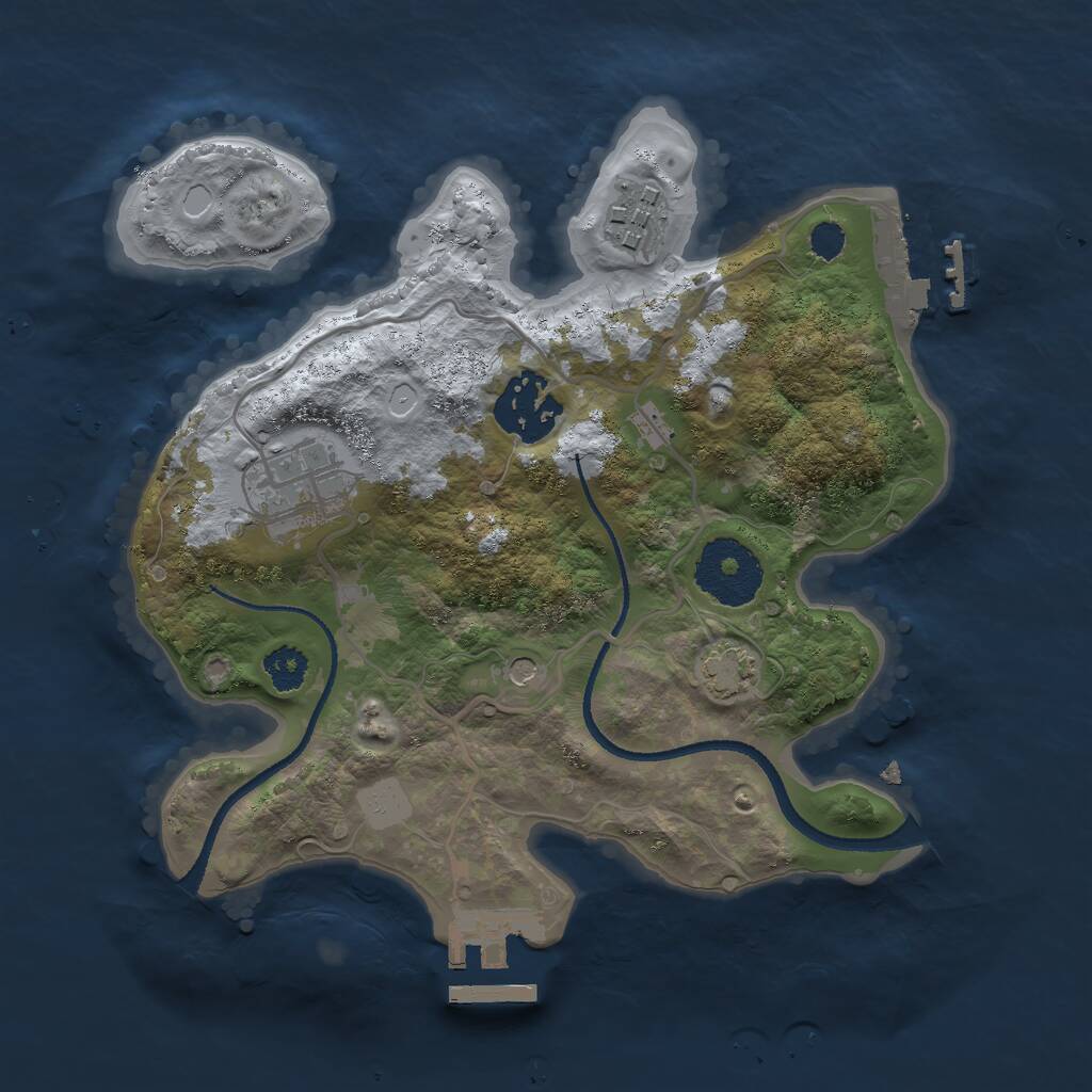 Rust Map: Procedural Map, Size: 2500, Seed: 750377694, 8 Monuments