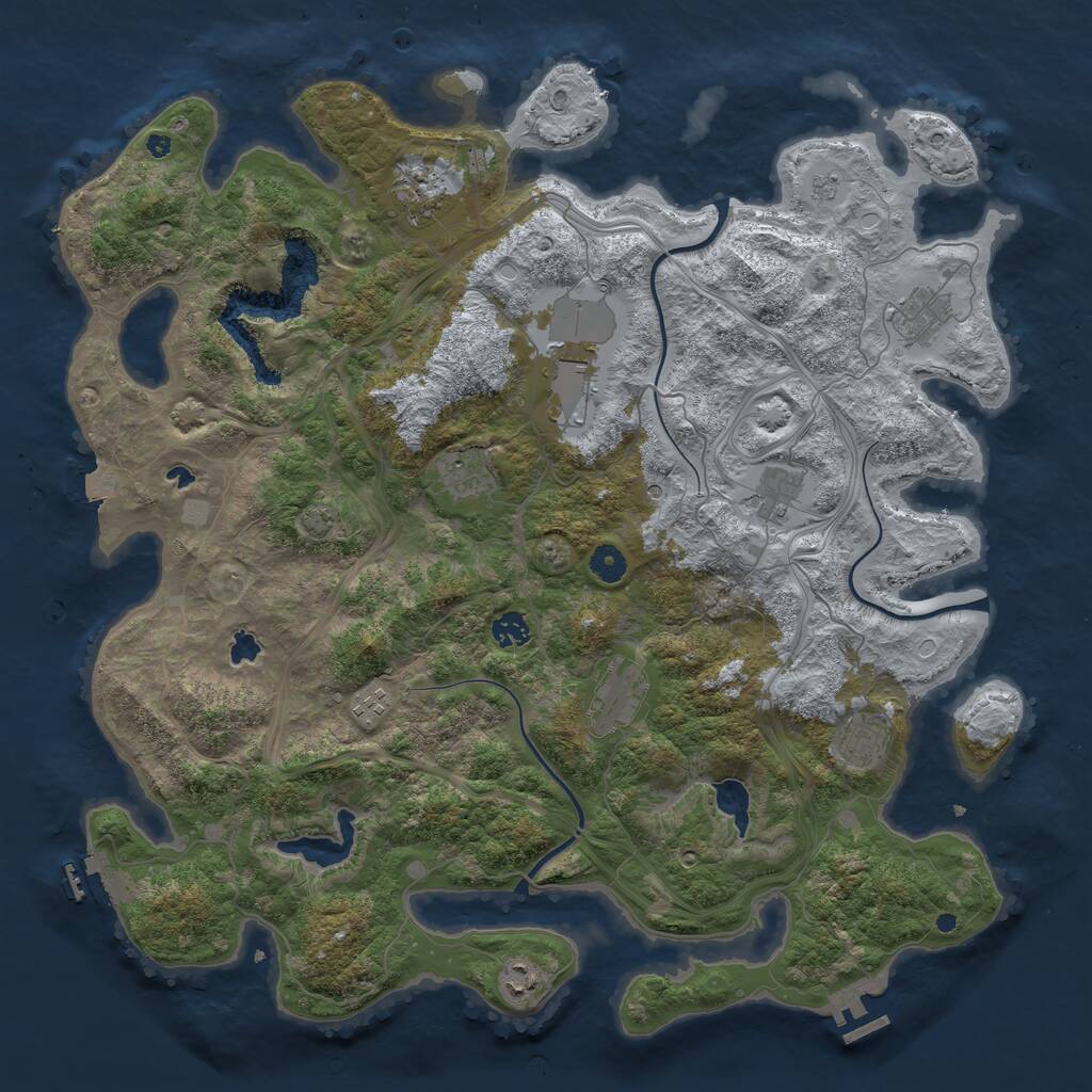 Rust Map: Procedural Map, Size: 4500, Seed: 98769345, 16 Monuments
