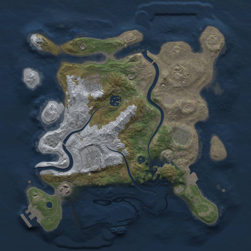Rust Map: Procedural Map, Size: 3250, Seed: 395168881, 12 Monuments